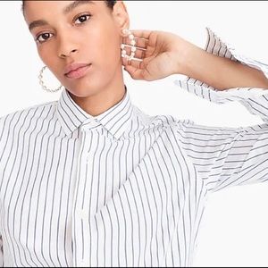 NWT- J.Crew Pearl Bead Hoop Earrings